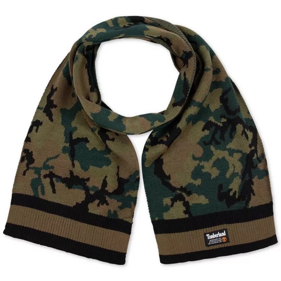 NWT Timberland Camo Jacquard Reversible Knit Scarf - Picture 2 of 15